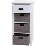 Mendler Kommode HWC-K84 mit Körben, Schrank Schubladenschrank, Holz 83x40x29cm ~ weiß, Körbe grau
