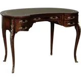 Casa Padrino Luxus Barock Schreibtisch Dunkelbraun / Silber / Grau / Gold - Handgefertigter Mahagoni Schreibtisch mit 5 Schubladen - Edle Barock B... - Dunkelbraun/Silber/Grau/Gold