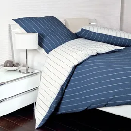 Traumschlaf Argentina Gestreift Denimblau 200 x 220 cm + 2 x 80 x 80 cm