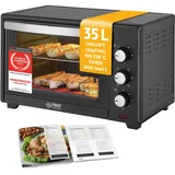 TZS First Austria Minibackofen 35L I Umluft I Premium-X Coating (Antihaftbeschichtung) I Auftauen&Warmhalten I Rezeptheft I Backofen Pizzaofen Grill