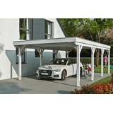 SKANHOLZ Skan Holz Carport Grunewald 427 cm x 796 cm mit Aluminiumdach Weiß