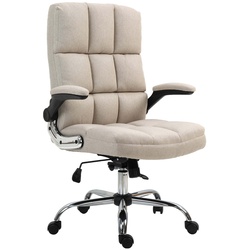 Bürostuhl MCW-J21, Chefsessel Drehstuhl Schreibtischstuhl, höhenverstellbar ~ Stoff/Textil hellbraun
