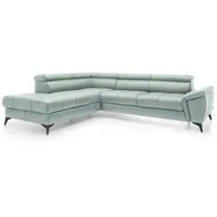 Ecksofa Mocca Leder Grün Mint