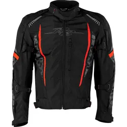 Rusty Stitches Pete Camo, Textiljacke wasserdicht - Schwarz/Grau/Rot - 4XL
