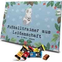 Mr. & Mrs. Panda Markenschokolade Adventskalender Fußballtrainer Leidenschaft - Blau Pastell - Geschenk, Fußballspiel, Verein Fußball, Weihnacht... - Blau