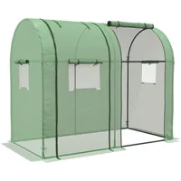 Outsunny Foliengewächshaus, Gewächshaus, Winddichtes Treibhaus mit 2 Rolltüren, Seitenfenster, Tomatenhaus mit UV-Schutz für Garten, PE, Grün,