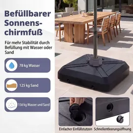 komfotteu Schirmständer HDPE 81 x 81 x 19 cm Schwarz