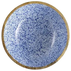 Servierschale MANGO aus Mangoholz Blau/Weiß 3 Liter