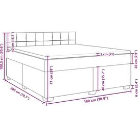 vidaXL Boxspringbett 180 x 200 cm Hellgrau