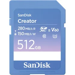 SanDisk Creator SD-Speicherkarte UHS-II 512GB Hohe Übertragungsgeschwindigkeiten von bis zu 280 MB/s
