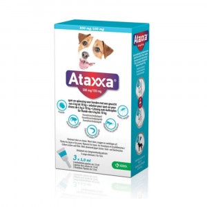 Ataxxa 500 mg/100 mg spot-on hond (4 kg tot 10 kg)  2 x 3 pipetten