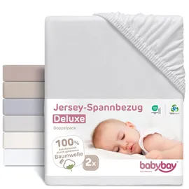 babybay Jersey Spannbetttuch Deluxe passend für Modell Boxspring XXL, zartgrau