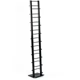DESIGN DELIGHTS Design CD Regal Tower | 138x20 cm Metall mit Glasfuß | stilvolle CD Aufbewahrung, Retro CD Rack für 126 CDs, CD Ständer | Farbe: schwarz