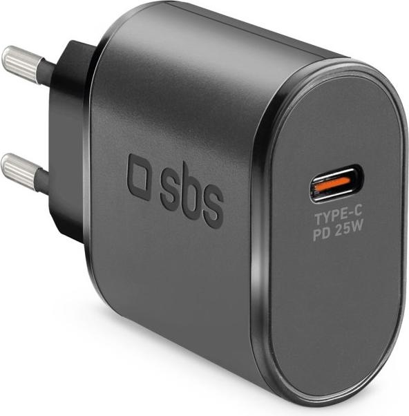 SBS Ladegerät USB-C PD 25W schwarz (25 W, Power Delivery), USB Ladegerät, Schwarz