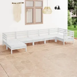 vidaXL Garten-Lounge-Set 7-tlg. Massivholz Kiefer weiß