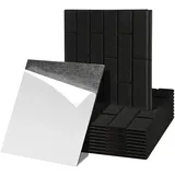Fiqops 12er Quadratische Akustikpaneele selbstklebend Schwarz Hohe Dichte Akustikplatten Dünne Schallschutzplatten für Wanddekoration und Schalldämmung,Studio und Home Deko(30x30x0.9cm)