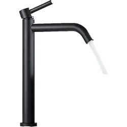 KLARWERK Julia | Hotel Gastro Schwarz matt hohe Badarmatur |Premium Edelstahl Wasserhahn Für hohe Waschbecken |Mischbatterie 2 Anschlüsse |Hochdruck Armatur