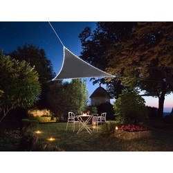 Perel Sonnensegel mit 107 LEDs, wasserabweisend, 3.6 x 3.6 x 3.6 m, 160 g/m2, IP44 Solarenergie, Polyester, Dreieck, Anthrazit