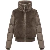 Navahoo Damen, Teddy-Fleecejacke warme Winterjacke mit hohem Kragen Teddyzone 14 Stone Brown Gr. XL - XL
