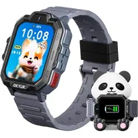 Smartwatch Kinder mit GPS, 4G Kinder Smart Watch mit Videoanruf, SOS Notruf, Sprachchat, SMS, Kamera, Wecker, Panda-Ladestation, Kinderuhr für Mä... - Grau