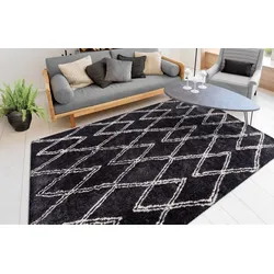Teppich ME GUSTA "Orlando 325", grau (anthrazit), B:120cm H:27mm L:170cm, Polyester, Teppiche, Weicher Hochflorteppich, dezent gestaltet,Fußbodenheizung geeignet