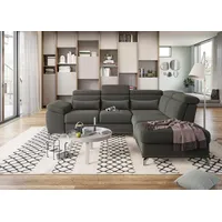 sit&more Ecksofa Cabrio L-Form, B: 274 cm, mit Sitztiefen-, Arm- & Kopfteilverstellung, 3 Nierenkissen, Federkern, optional Bettfunktion und Stauraum grau