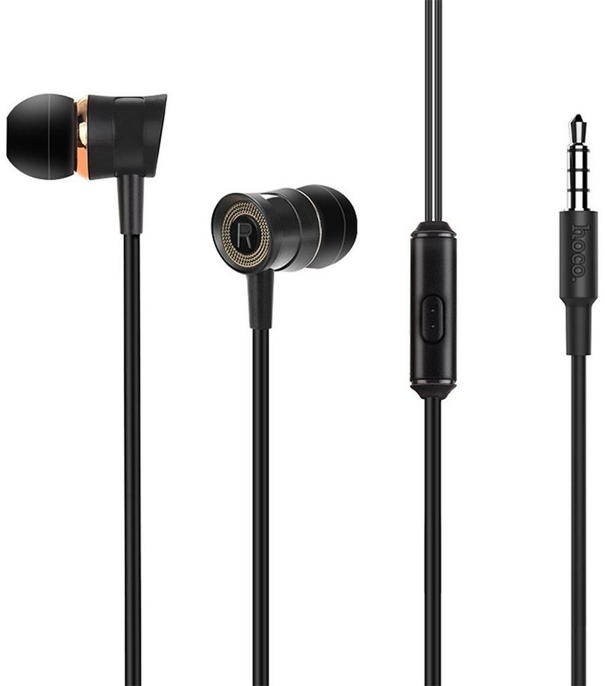 HOCO M37 Pleasant 3,5mm Klinke Smartphone-Headset (Köpfhörer Klinke 3.5 mm Headset mit Mikrofon In Ear Beats) schwarz