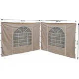 2 Seitenteile mit PVC Fenster 300x195cm für Pavillon Sahara 3x3m Seitenwand Sand