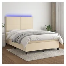 vidaXL Boxspringbett 140 x 200 cm Creme