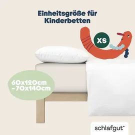 schlafgut Casual Mini Spannbettlaken für Baby- & Kinderbett, 60x120cm - 70x140cm, Spannbetttuch 100% Bio-Baumwolle, Sand Light