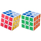 Zauberwürfel 3x3, 2 Stück Speed Cube Set 3x3x3 magische Würfel Geschwindigkeit für Konzentrations, Dreheigenschaften-ohne Aufklebe, Magic Cubes mit 56 Millimeter für Geschenk Kinder et Erwachsene