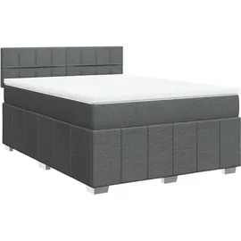 vidaXL Boxspringbett 140 x 200 cm Dunkelgrau