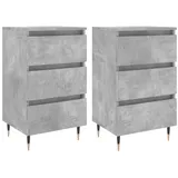 vidaXL Nachttische 2 Stk. Betongrau 40x35x69 cm Holzwerkstoff