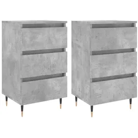 vidaXL Nachttische 2 Stk. Betongrau 40x35x69 cm Holzwerkstoff