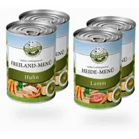 Bellfor Starter-Paket Hundefutter Nass mit Huhn und Lamm - Getreidefrei Freiland-Menü + Heide-Menü 1,6 kg