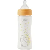 Chicco Perfect Easy Slow Flow-Flasche, mit Physio-Sauger aus weichem Silikon und Soft Sense-Finish, Anti-Kolik, reduziert Aufstoßen und Reizbarkeit, 240 ml Orange Glas