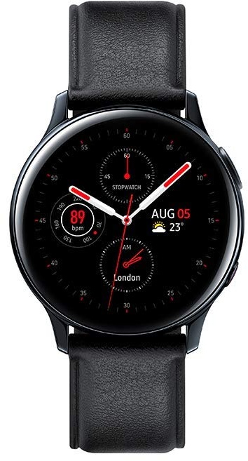 Samsung – Armbanduhr Galaxy Watch Active 2 4G – Stahl 40 mm –Glacier-Silber – französische Version, schwarz Diamant, SM-R835FSKAXEF