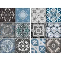 Queence Fliesenaufkleber Mosaik Muster Sticker 12er Set blau/grau