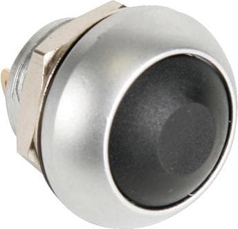 Velleman Mini Round Metal Push Button With Black Button 1P Spst Off-(On), Taster + Schalter, Schwarz