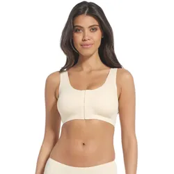 Bügelloser BH MAGIC BODYFASHION "Posture Bra", Damen, Gr. L, N-Gr, braun (latte), Obermaterial: 83% Polyamid, 17% Elasthan, unifarben, feminin, BHs, straffer, korrigierender Haltungs-BH mit Frontverschluss