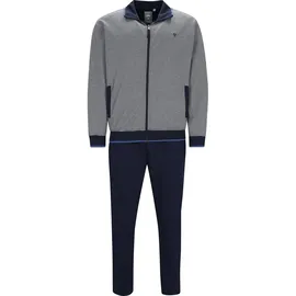 HAJO Herren Hausanzug, lang - Klima-Komfort, Zip-Jacke, Homewear Blau,