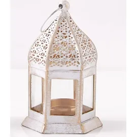 Marrakesch Orient & Mediterran Interior Orientalische Laterne 6er Set Glas/Metall 12 cm inkl. Teelichthalter weiß