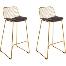 Beliani Barstuhl 2er Set 2er Set 2 x 2 x 2 cm Gold/Schwarz