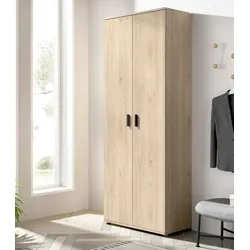 Dmora Mehrzweckgarderobe Forcola, Multifunktionaler Besenhalter, Kleiderschrank mit 2 Türen, 78x35h190 cm, Eiche