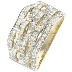 Goldring FIRETTI "Schmuck Geschenk Gold 333 Diamantring Wellen glitzernd" Gr. 16, gold (gelbgoldfarben, weißgoldfarben), Fingerringe, Damen, 16, 0,3 ct P3 = leicht erkennbare Einschlüsse, Gelbgold 333-Diamanten, 3mm, Gelbgold 333, Diamanten, mit Diamanten