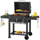 casa.pro Holzkohlegrill Arnad 105 x 135 x 47,5 cm Schwarz 