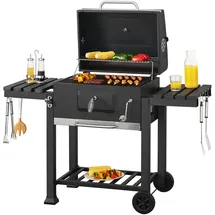 casa.pro Holzkohlegrill Arnad 105 x 135 x 47,5 cm Schwarz 