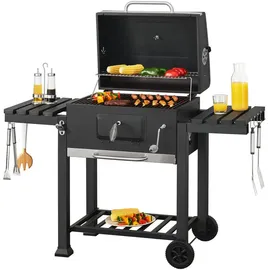 casa.pro Holzkohlegrill Arnad 105 x 135 x 47,5 cm Schwarz 