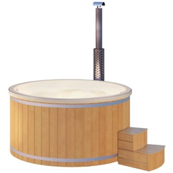 Wolff Finnhaus Badebottich Hot Tub Typ 1 Ø 200 cm mit Acrylwanne Acrylwanne in cremeweiß Pinie