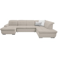 Cantus Wohnlandschaft, Creme, Textil, Uni, 5-Sitzer, Ottomane rechts, U-Form, 342x208 cm, Made in EU, seitenverkehrt erhältlich, Hocker Rücken echt, Wohnzimmer, Sofas & Couches, Wohnlandschaften, Wohnlandschaften in U-Form